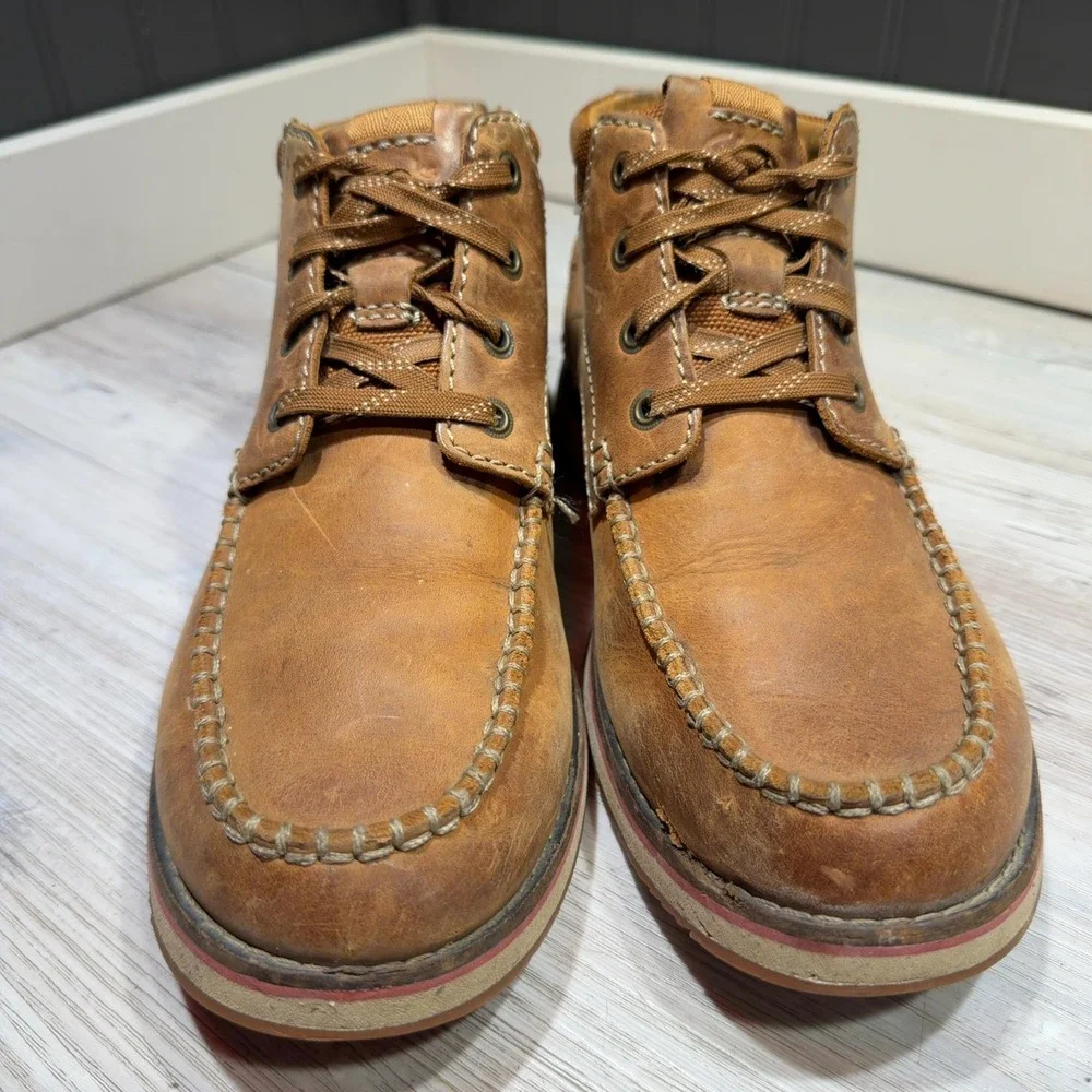 Clarks Desert Brown Leather Moc Toe Ankle Boot Lace Up Men's Size 9.5 M